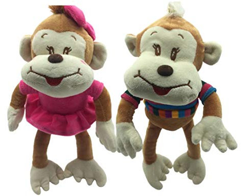 loyfer Pack de 2 Peluche para Bebe de 30cm Cada uno (Multicolor) monita mariola y Mono Mario