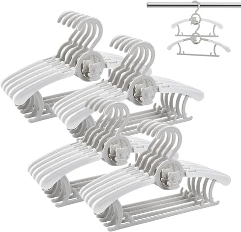 HGYZE, confezione da 20 grucce appendiabiti per bambini, antiscivolo, ultra sottili ed estensibili, per vestiti per neonati, regali colorati, appendiabiti regolabili per bambini, grigio