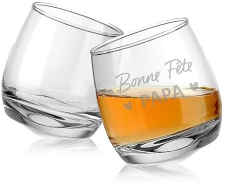 Mabouteille® Personalised Whisky Glass (Set of 2) - Digestive Glass Rocker 200 ml Laser Engraving for Name, Logo … [ Personalised Whisky Glass]