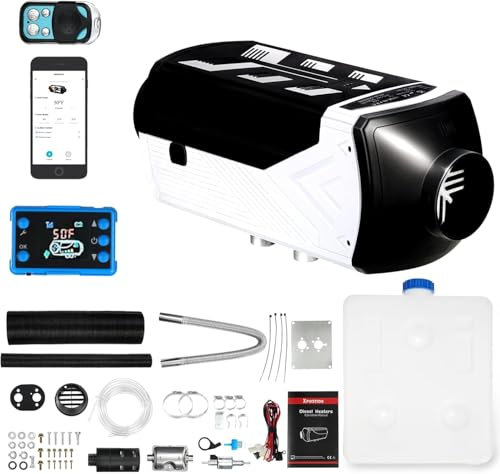 Diesel-Heizung 8.3KW, 12V/24V Schwarz Diesel-Luft-Heizung für Auto und Innenraum, Bluetooth-Fernbedienung, LCD-Panel-Steuerung, effiziente Diesel-Heizung für Vans, Wohnmobile, Lastwagen und Garagen