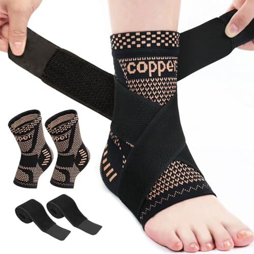 LunarCharm Chevillère pour homme et femme - Manchette de compression de la cheville - Manchette de compression en cuivre pour entorse de la cheville - Fasciite plantaire pendant le sport - Taille M,