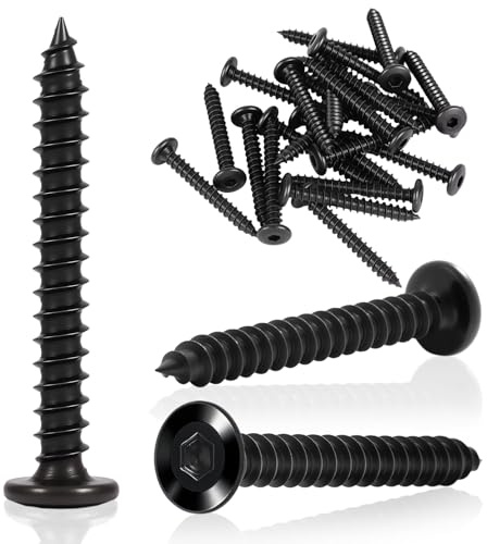 TXXATX M6 x 45 mm skruvar svart platt huvud 25 stycken träskruvar | Självgängande skruvar, platt huvudskruvar, platt huvud insexskruv för maskintillverkning, möbler, installation
