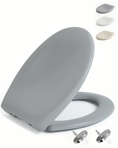 HySail Hochwertiger Toilettendeckel mit Absenkautomatik, Schnellverschluss und Hygienischer Oberfläche – Robust, Umweltfreundlich, Farbbeständig, in Mehreren Farben Erhältlich (Grau, Oval)