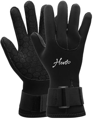Hevto Dving Gloves Men & Women 3mm Neoprene GBS Scuba Dive Wetsuit Gloves Keep Warm in Cold Water (G6A-Black, XL)