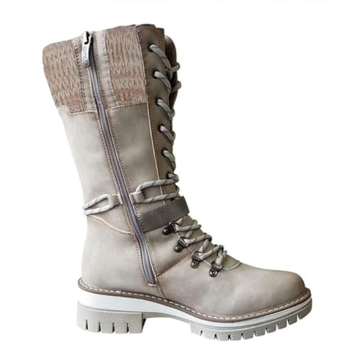 leichte winterschuhe damen Stiefeletten Damen Flach Leicht Rutschfest Halbschaft Winterstiefel Bequeme Wasserdicht Weitschaftstiefel Freizeit Außenbereich Winterschuhe Warme Gefüttert Winter Weiß 38