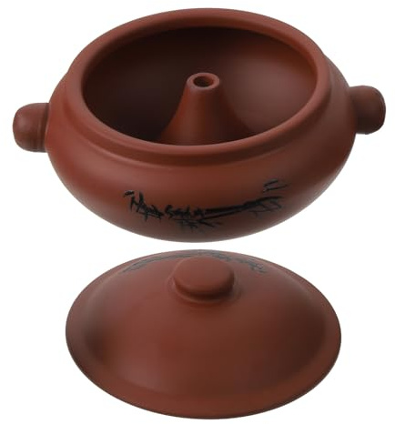 BAZEITFLOW Olla de Cerámica para Sopa y Estofado 350 Ml, Cazuela Vapor Doméstica Pequeña, Resistente y Fácil de Limpiar para Cocina y Guisos