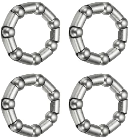 YELARXI Bike Ball Bearings, Bicycle Crank Bearing Retainer Stainless Steel Caged Wheel #7-Fitting for (MTB Bike Crank-Bottom Bracket-Frame Bearing) 5/16 x 7 Balls & 4 Pack & Silver