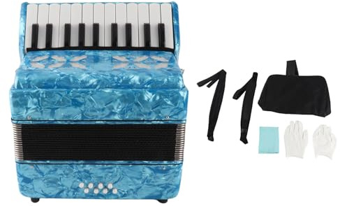 PolyGen Beginner Accordion with 22 Keys and 8 Bass, Includes Bag and Straps, Educational Musical Instrument for Students, Keyboard Style with Pure Sound Quality