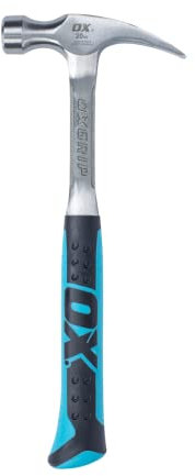 OX OX-P082920 Straight Rip Claw Hammer 20 oz with Non-slip Handle - Precision Balanced Hammer Tool Ideal for Carpenters and Electricians, Multi-colour