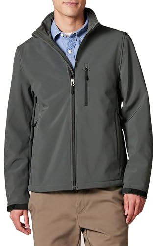 Amazon Essentials Chaqueta de Shoftshell Resistente a la Lluvia Hombre, Gris Oscuro, M