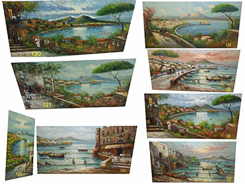 Dipinto Quadro Olio su Tela 60x120 cm Panorama Napoli pulcinella Capri a Scelta, compra e Manda Messaggio con Articolo Scelto, per CASA Bar RISTORANTI, li Facciamo su ordinazione Omaggio Portachiavi