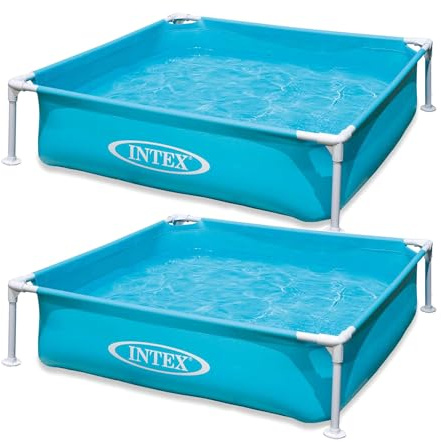 Intex 2 Pack 4ft x 12in Mini Frame Kiddie Beginner Swimming Pool, Ages 3 and Up, Blue