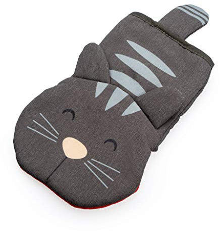 Balvi Guantone Cucina Meow! Colore Grigio in Forma di Gatto Manopola da Forno Mitt Resistente Fino a
