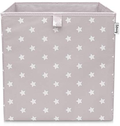 Lifeney Scatola portaoggetti con motivo a stelle in grigio chiaro, scatola giocattolo con stelle, adatta per scaffali cubi, scatola per la cameretta dei bambini, cestino portaoggetti come accessorio,