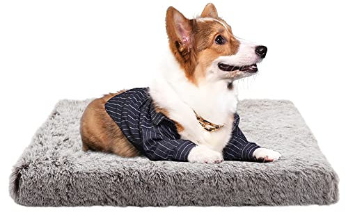 Nyescasa Hundebett für kleine große Hunde,Sofaschutz Lang Plüsch Flauschig Atmungsaktiv Katzenbett,Winter Warm Hundecouch Waschbar Abnehmbar rutschfest Hundekissen(L ca. 75x50x7cm,Leichter Kaffee)