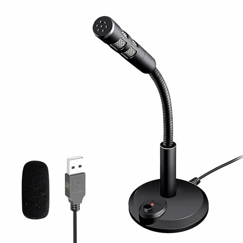 Blapsuro USB Computer Microphone,Plug and Play Desktop PC Laptop Microphone with Mute Button and LED Indicator for Streaming,Podcasting,Recording,Gaming,Skype,YouTube Mic for Mac or Window Black.