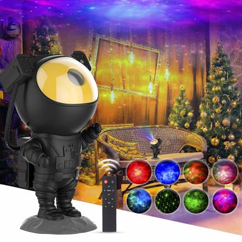 BestYiJo LED Astronaut Sternenhimmel Projektor, Spaceman Galaxy Star Projektor Nachtlicht, Astronaut Projektor, Schwarzes Gold Samurai mit Fernbedienung LED Night, 360 ° Rotieren(Schwarzes Gold)