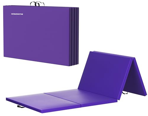 BalanceFrom All Purpose 4'x8'x2 Extra Thick High Density Anti Tear Gymnastics Gym Folding Exercise Aerobics Mats, Purple
