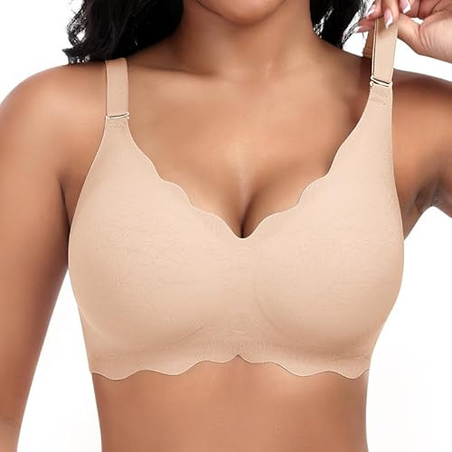 Cavotor Jelly Bras for Women Non Wired Seamless Support Wireless Comfort Bra for Large Breasts Soft Bras Ladies T Shirt Bralettes