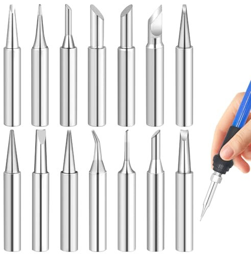 14 Stück 900M Lötspitzen, Universal Lötkolben Spitze, Lötkolbenspitze Kupfer, Ersatz Lötspitzen Set Kompatibel mit Hakko, Yihua, Atten & Mehr