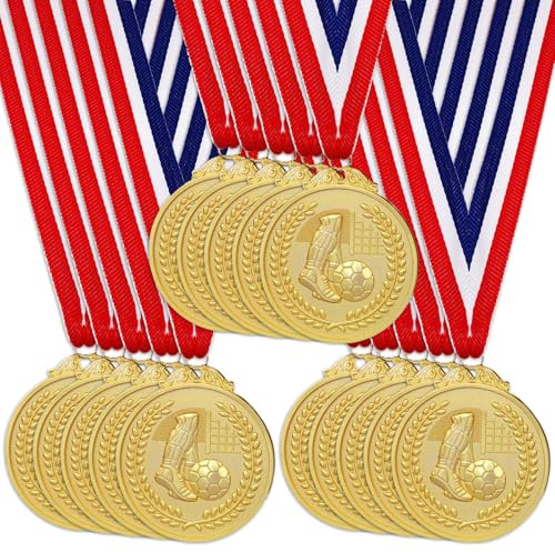 15 medallas para niños: medallas para cumpleaños de fútbol, medallas para cumpleaños de fútbol para una fiesta de cumpleaños para niños y adultos, deporte, fútbol, fiesta benéfica