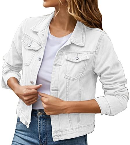 IQYU jeansjacka dam oversize svart – jacka dam sommar lätt eleganta jeansjackor långärmad sommarjacka enfärgad övergångsjacka med fickor tunna jeans jacka vintage damjackor vårjacka
