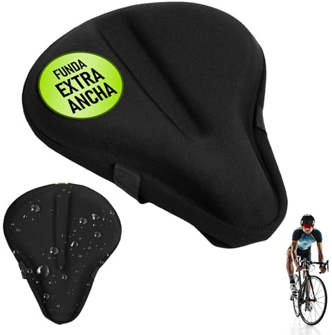 Nexara Housse de selle gel 23 x 27 cm - Couvre selle vélo très confortable pour vélo d'appartement et spinning - Protecteur de selle rembourré, antidérapant et lavable - Selle jusqu'à 25 cm