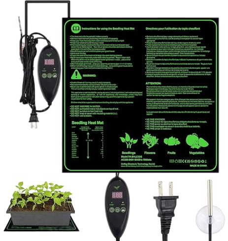 Mineup 75W Tappetino Riscaldante per Piante, 50x50cm Tappetino Termico, Tappeto Riscaldante Piante, Tappeti Riscaldanti con Termostato per Germinazione di Piantine Rettili