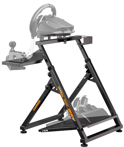 CAMMOO High Compatible Racing Wheel Stand Fits Handbrake, 29 Holes Wheel Panel & 26 Holes Shifter Panel, Foldable Sim Steering Racing Stand, Widely Height Adjustable and Cup Holder