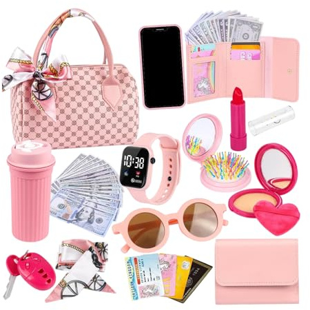 Play Purse for Little Girls - Borsa per bambini con Trucco Simulato | Accessori Per Ruolo Principessa, Vestire Ragazze Di Età Da 3 A 6 Anni Set Di Giocattoli Interacti