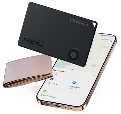 Ultra-sottile Wallet Tracker MFi certificato compatibile con Apple Find My | Per portafogli, chiavi e borse | Singolo, 1 pack