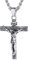 U7 Edelstahl Kreuz Halskette INRI Kruzifix Jesus Christus Anhänger mit 50+5cm Weizenkette Katholischen Christian Modeschmuck für Damen Herren, Silber-Ton