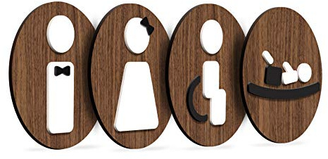 Signs - Styled Knot, Set 4x- Targa Bagno Uomo Donna Disabili Fasciatoio - Segnali Bagno adesivi Toilette - Cartelli Adesivi WC