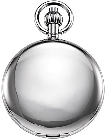 TREEWETO Unisex Taschenuhr mit Kette Analog Handaufzug Antik Skelett Römische Ziffern Silber