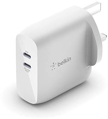 Belkin BoostCharge Dual USB-PD GaN Wall Charger 63W (USB-C Fast Charger for iPhone, iPad Pro, Pixel, Galaxy, MacBook Pro and more)