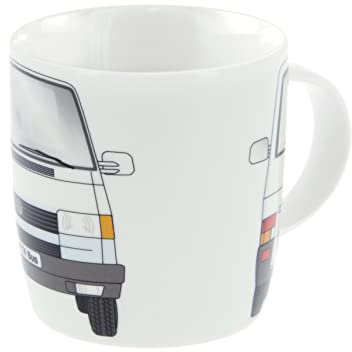 BRISA VW Collection - Volkswagen Combi Bus T4 Camper Van Mug de Café en porcelaine (New Bone China), Tasse à Thé, Grand gobelet pour la Cuisine, Atelier, Camping/Cadeau/Souvenir (Avant/Blanc)