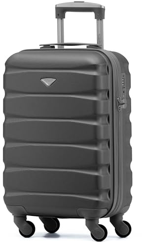 Flight Knight Lightweight 4 Wheel ABS Hard Case Suitcases Cabin Carry On Hand Luggage Approved for Over 100 Airlines Including British Airways, easyJet, Jet2 & Wizz 55x35x20cm - TSA Lock