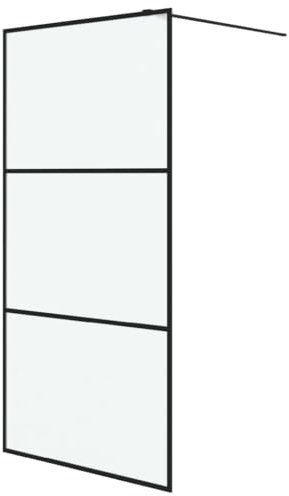 vidaXL Paroi de Douche Ecran Cloison Cabine de Douche Salle de Bain Intérieur Résistance aux Eclaboussures Noir 100x195 cm Verre ESG Dépoli