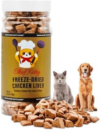 Chicken Liver Dog Treats | Freeze Dried Liver Treats for Dogs, 100% Human Grade, Single Ingredient | Grain-Free Kitten Treats, High Protein | No Additives or Preservatives | Tested in USA | 1.7 oz