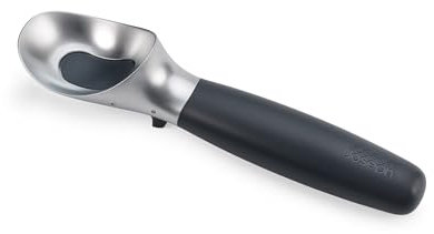 Joseph Joseph Elevate Paletta per Gelato Acciao Inox, con Rilascio Grilletto Facile, Poggia Cucchiaio Integrato, Impugnatura Antiscivolo
