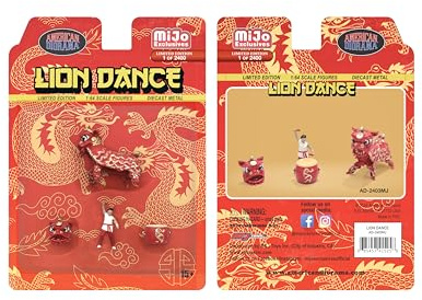 American Diorama 1:64 Figure Set Chinese New Year CNY Lion Dance (Set 1) Metal Figure Set