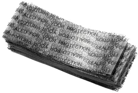 PATIKIL 82x30mm Fasce Termoretraibili Perforate Stampa Nera in PVC, 500pz Pellicola Termoretraibile per Bottiglie Barattoli Lattine Lattine Adatto Diametro 1,85 a 2,01, Trasparenti