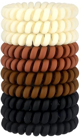 JessLab Spiral Hair Ties for Women, 10-Pack Traceless No-Damage Ponytail Holders, Coils Hair Bands for Girls, Assorted Colors