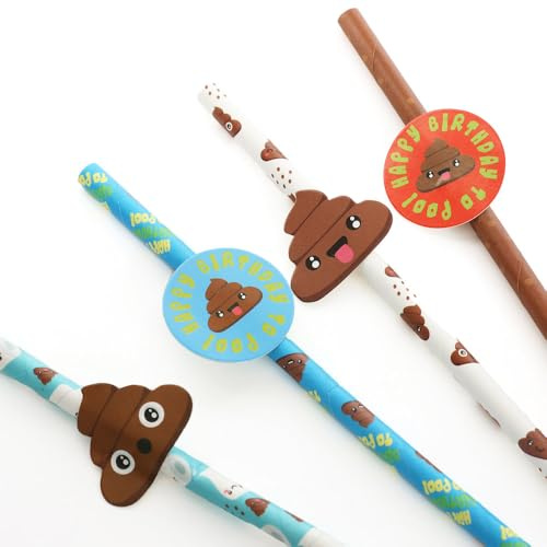 PD Outlet Emoji Poo Disposable Table Decorations – Fun and Festive Party Supplies – Perfect for Birthdays and Celebrations (20 Straws)