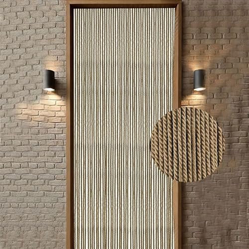 Trente Rideau de porte à lacets – Moustiquaire pour fenêtre – Différentes tailles – Cordes – Moustiquaire à perles – Naturel – 90 x 210 cm