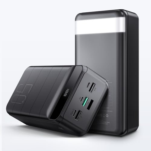 PowerBank 50000mAh große kapazität, PD 22.5W QC 4.0 schnelles Aufladen externer Akku USB-C 3 Ausgänge und 3 Eingänge with kompatibel Flashlight LED Display mit iPhone Android usw
