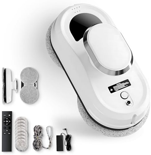 JUPPLIES Robot Laveur de Vitres Électrique 90W avec Aspiration 5600Pa – Nettoyeur Automatique pour Fenêtres, Miroirs et Carrelage – Télécommande et Sécurité Antichute