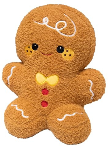 Muñeco Navideño de Jengibre Almohada de muñeco abrazable para dormir | Juguete de Peluche de Jengibre Compañero de Juegos Cómodo para Niños, Adultos y Niñas en Sofá, Cama, Silla, Escritorio y