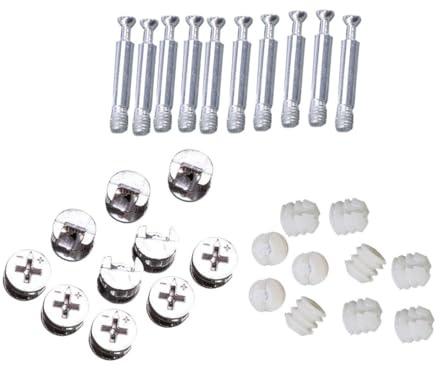 SHINEOFI 24 Sets Heavy Duty Cam Bolt Nuts Furniture Connecting Fasteners with Expansion Dowels Stable Corner Locking Fittings for Cabinet and Components Easy Install