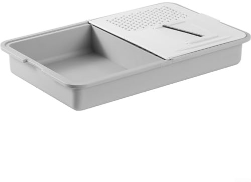 Planche à découper multifonction avec récipient intégré, lames en acier inoxydable, matériaux en silicone pour trancher, couper en dés et hacher divers légumes dans la cuisine à la maison